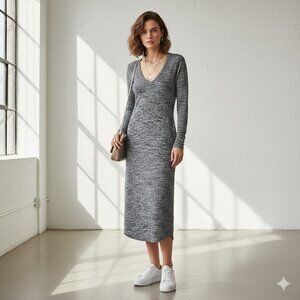 Wilfred Free Aritzia Dress large salt & pepper midi dress sweater dress